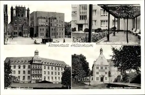 Ak Hildesheim in Niedersachsen, Marktplatz, Wohnstätten, Bernwardskrankenhaus