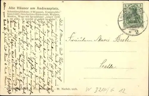 Ak Hildesheim in Niedersachsen, Gildehäuser am Andreasplatz