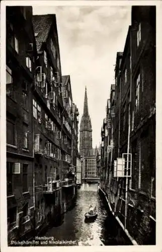 Ak Hamburg Mitte Altstadt, Stöckelhörnflet und Nikolaikirche