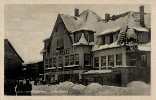 Ak Braunlage im Oberharz, Cafe Dietze, Winter