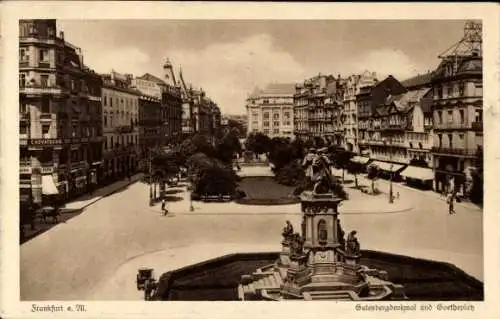 Ak Frankfurt Main, Gutenbergdenkmal und Goetheplatz