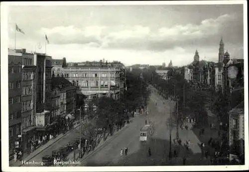 Ak Hamburg Mitte St. Pauli, Reeperbahn, Straßenbahn