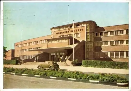 Ak Hamburg Nord Fuhlsbüttel, Flughafen, Außenansicht, Auto