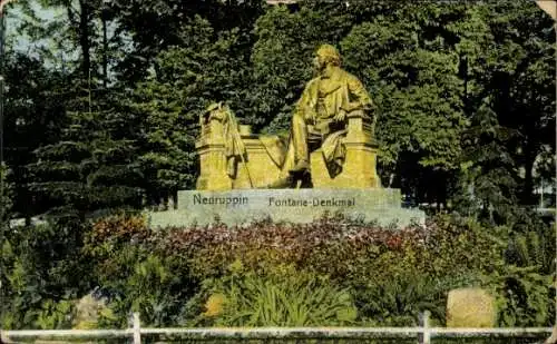 Ak Neuruppin in Brandenburg, Fontane-Denkmal