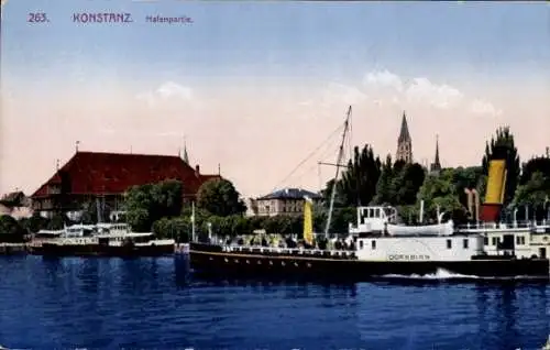 Ak Konstanz am Bodensee, Hafenpartie, Dampfer Dornbirn