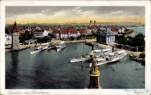 Ak Lindau am Bodensee Schwaben, Hafen, Salondampfer