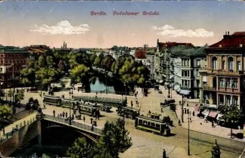 Ak Berlin Tiergarten, Potsdamer Brücke, Straßenbahn