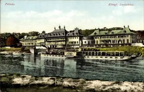 Ak Dresden Pillnitz Elbe, Königliches Lustschloss, Salondampfer