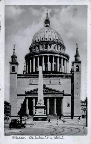 Ak Potsdam, Nikolaikirche u. Obelisk