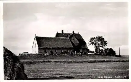 Ak Hallig Hooge in Nordfriesland, Kirchwarft