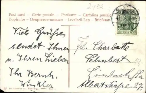 Ak Helgoland, Gesamtansicht der Insel, Gedicht