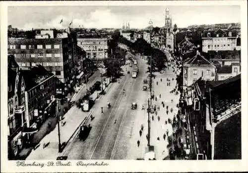 Ak Hamburg Mitte St. Pauli, Reeperbahn, Straßenbahn