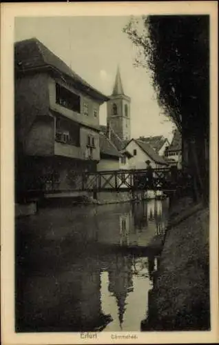 Ak Erfurt in Thüringen, Wasserpartie am Dämmchen, Brücke