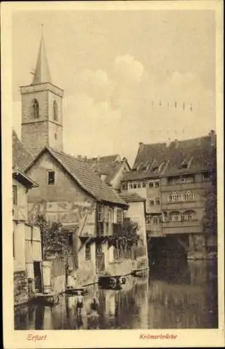 Ak Erfurt in Thüringen, Krämerbrücke, Fachwerkhaus