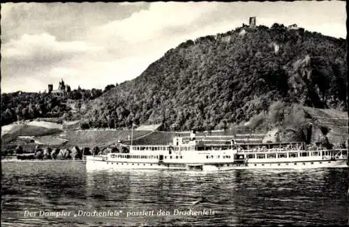 Ak Königswinter am Rhein, Drachenfels, Drachenburg, Dampfer Drachenfels
