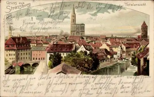 Litho Strasbourg Straßburg Elsass Bas Rhin, Gesamtansicht