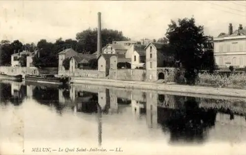 Ak Melun Seine et Marne, Quai Saint-Ambroise