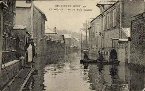 Ak Melun Seine et Marne, Rue de Trois Moulins