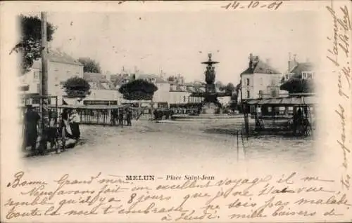 Ak Melun Seine et Marne, Place Saint Jean