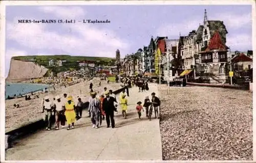 Ak Mers les Bains Somme, l'Esplanade