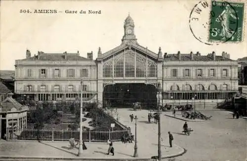 Ak Amiens Somme, Bahnhof Frontal