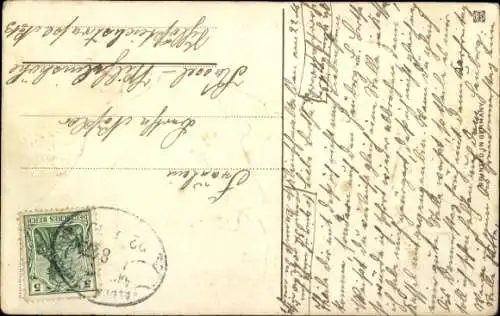 Ak Glückwunsch Ostern, Hase springt duch einen Reifen, Ostereier, Weidenkätzchen