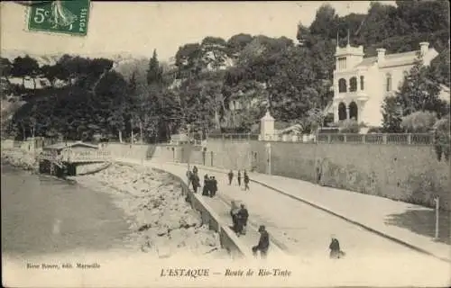 Ak L'Estaque Marseille Bouches du Rhône, Route de Rio Tinto