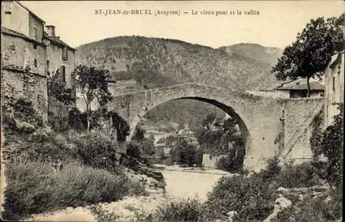 Ak Saint Jean de Bruel Aveyron, Vieux pont, Vallee