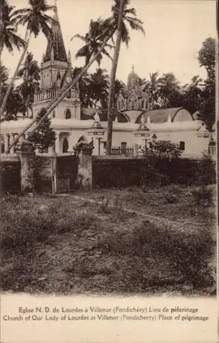 Ak Pondichery Ponducherry Indien, Église de Lourdes à Villenur