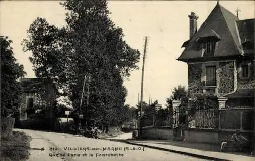 Ak Villiers sur Marne Val de Marne, Rue de Paris et la Fourehette