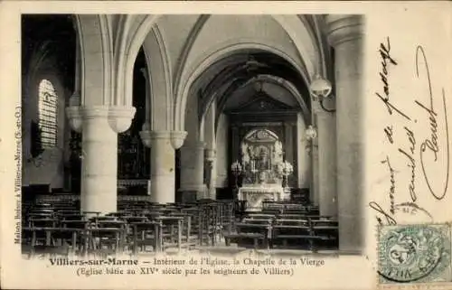 Ak Villiers sur Marne Val de Marne, Interieur de l'Eglise, la Chapelle de la Vierge