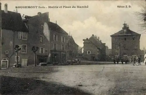 Ak Rougemont Doubs, Rathaus und Marktplatz