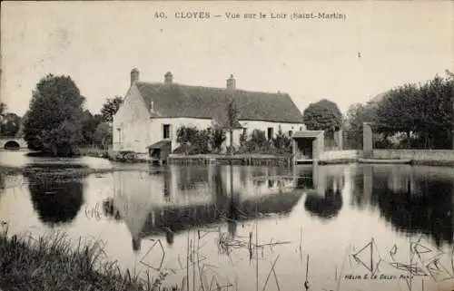 Ak Cloyes sur le Loir Eure et Loir, Vue sur le Loir