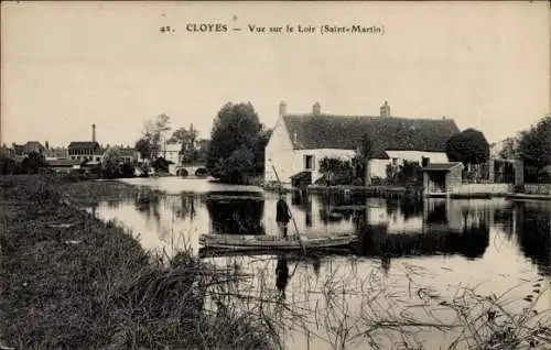 Ak Cloyes sur le Loir Eure et Loir, Vue sur le Loir, Saint Martin