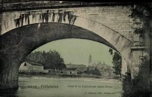 Ak Périgueux Nouvelle-Aquitaine Dordogne, Lisle, Cathedrale Saint-Front, Brücke