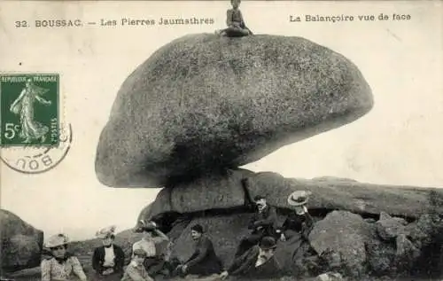 Ak Boussac Creuse, Les Pierres Jaumathres, La Balancoire vue de face