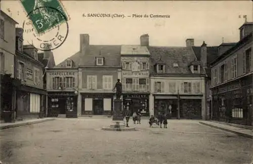 Ak Sancoins Cher, Place du Commerce