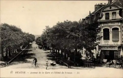 Ak Beaune Côte-d'Or, Avenue de la Gare, l'Hotel de France