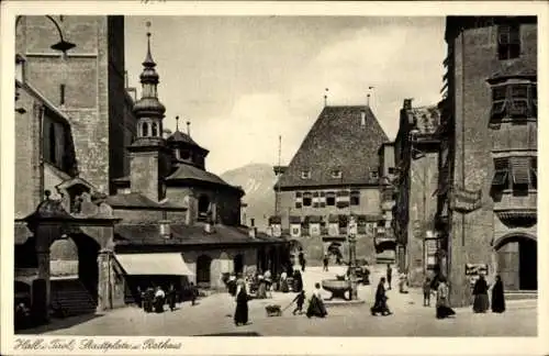 Ak Hall in Tirol, Stadtplatz, Rathaus