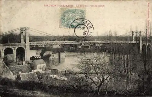 Ak Beaumont-Sarthe, Neue Hängebrücke