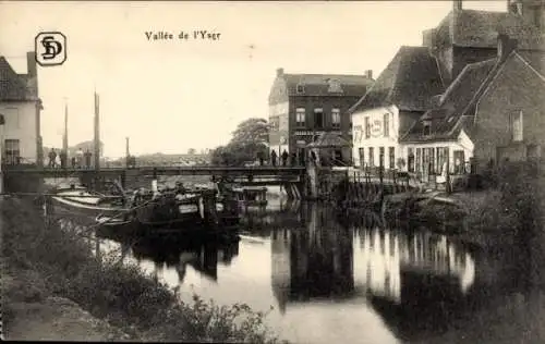 Ak Wervik Wervicq Westflandern, Die Lys, Die Grenzbrücke