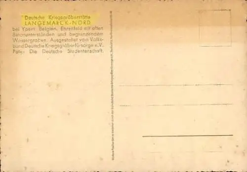 Ak Langemarck Langemark Poelkapelle Westflandern, Deutsche Kriegsgräberstätte, Soldatengräber