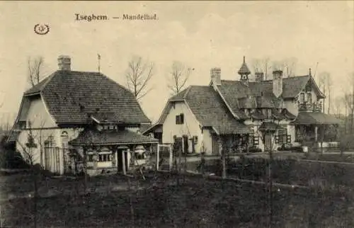 Ak Izegem Westflandern, Mandelhof, Wohnhäuser mit Garten