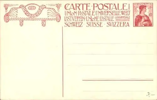 Ganzsachen Ak Schweiz, Gründung des Weltpostvereins, Einweihung des Denkmals 1909