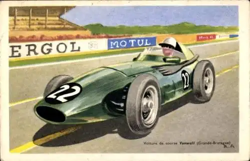 Künstler Ak Voiture de Course Vanwall, Grand Bretagne