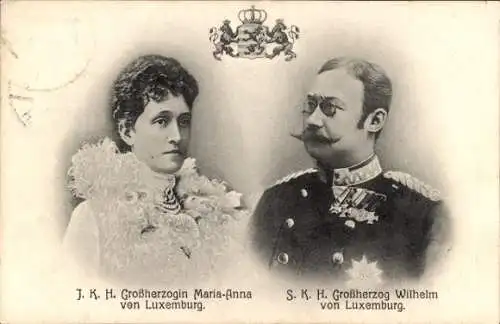 Ak Großherzogin Maria Anna und Großherzog Wilhelm von Luxemburg