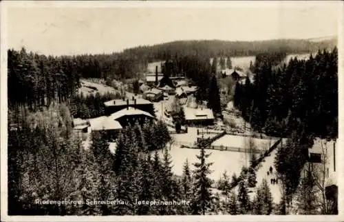 Ak Szklarska Poręba Schreiberhau Riesengebirge Schlesien, Josephinenhütte, Schnee