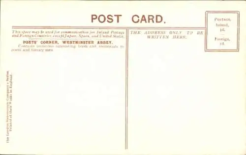 AK City of Westminster, London, England, Poets Corner, Westminster Abbey