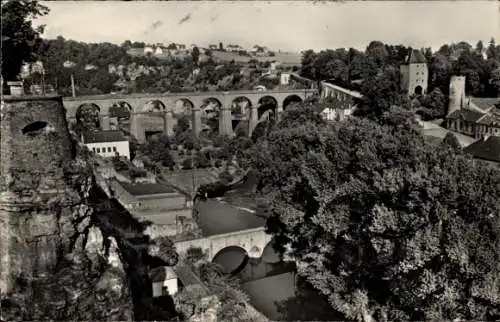 Ak Luxembourg Luxemburg, Unterstadt Grund, Viadukt