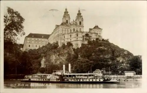 Ak Melk an der Donau Niederösterreich, Salondampfer, Stift